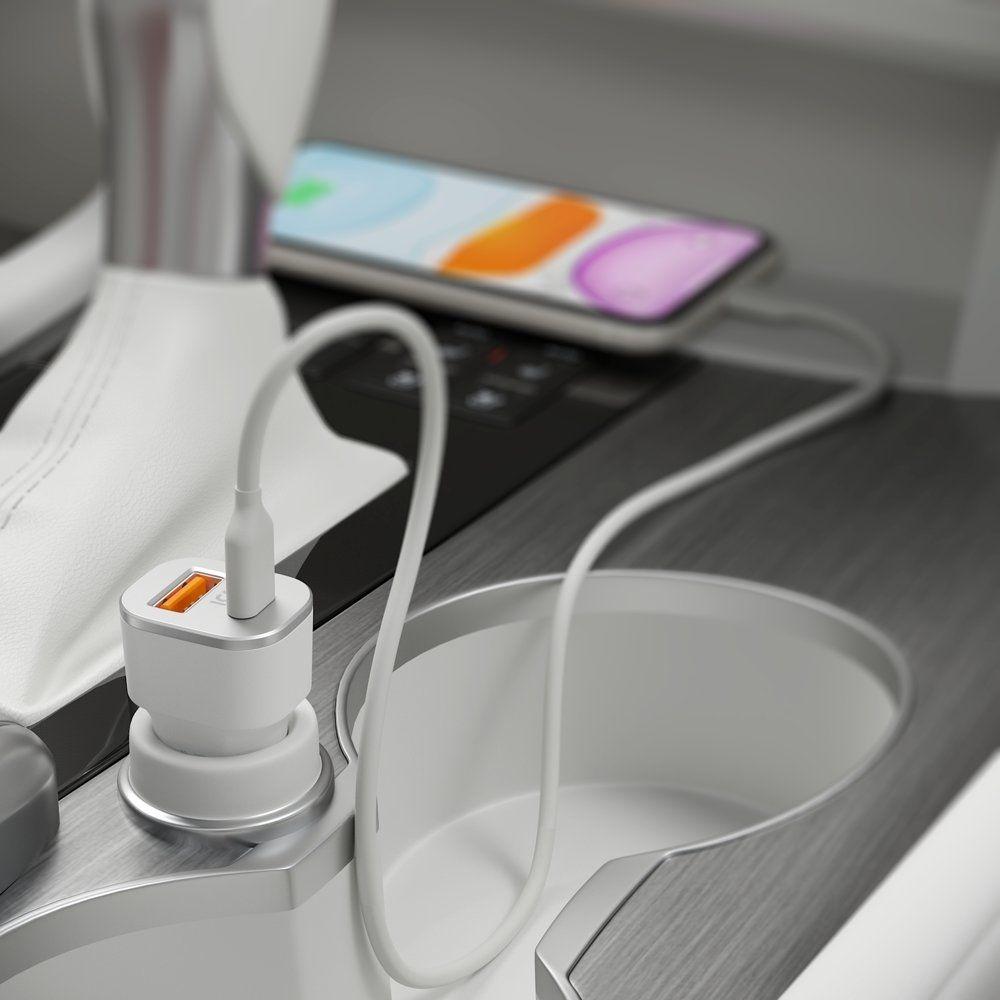 Зарядное устройство автомобильное Deppa USB Type-C + USB A, PD 3.0 + Lightning (MFI), 18Вт, белый - 2