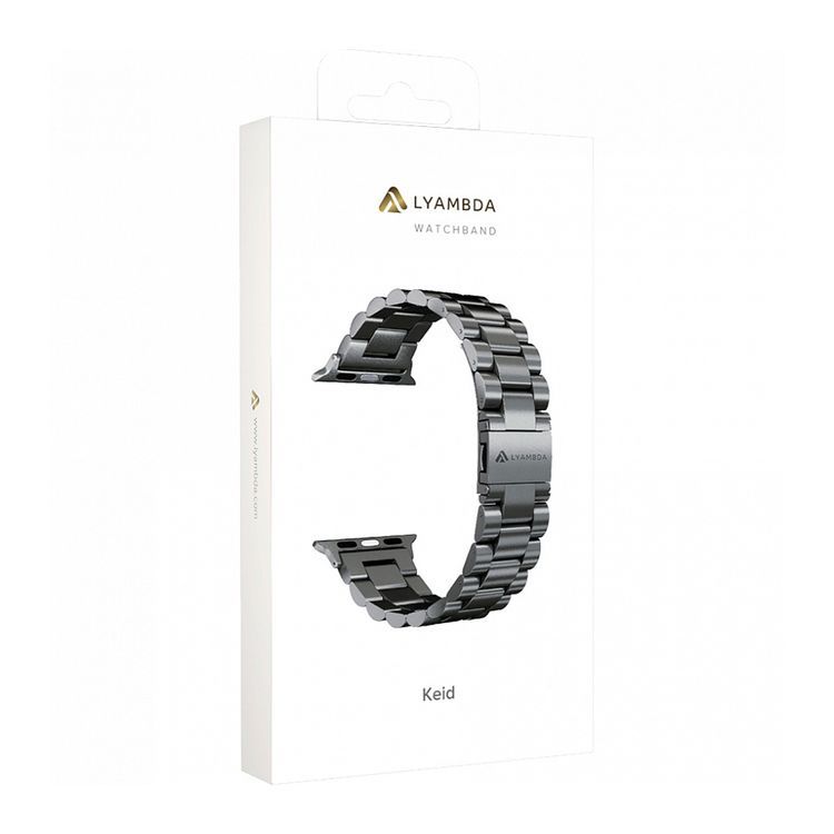 Ремешок Lyambda Keid для Apple Watch 42/44/45mm, Нержавеющая сталь, черный— фото №1