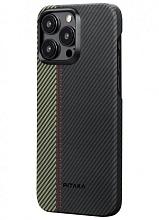 Чехол-накладка Pitaka Fusion Weaving MagEZ Case 4 Overture 600D для iPhone 15 Pro, арамид (кевлар), черный/бежевый - 1