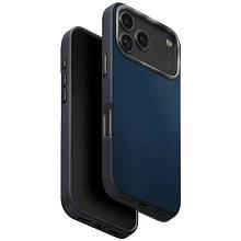 Чехол-накладка Uniq Lyden DS для iPhone 17 Pro Max, экокожа, синий/серый - 1