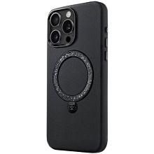 Чехол-накладка PYNANA Dancing Circle для iPhone 16 Pro, экокожа, черный - 1