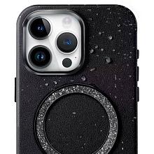 Чехол-накладка PYNANA Dancing Circle для iPhone 16 Pro, экокожа, черный - 3