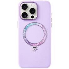 Чехол-накладка PYNANA Dancing Circle для iPhone 16 Pro, экокожа, фиолетовый - 0