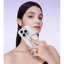 Чехол-накладка PYNANA Dancing Circle Luxury для iPhone 16 Pro Max, экокожа, белый жемчуг - 2