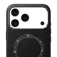 Чехол-накладка PYNANA Dancing Circle Series для iPhone 17 Pro, экокожа, черный - 1