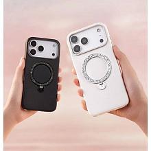 Чехол-накладка PYNANA Dancing Circle Series для iPhone 17 Pro, экокожа, черный - 2