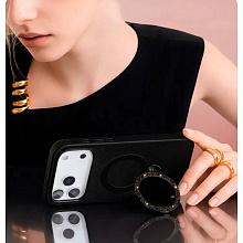 Чехол-накладка PYNANA Dancing Circle Series для iPhone 17 Pro, экокожа, черный - 3