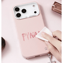 Чехол-накладка PYNANA Starry Series Swarovski для iPhone 17 Pro, экокожа, розовый - 2