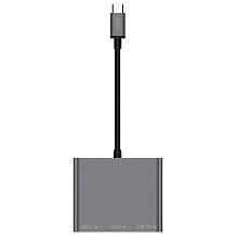 Адаптер мультипортовый PERO MH08 3 в 1, серый - 1